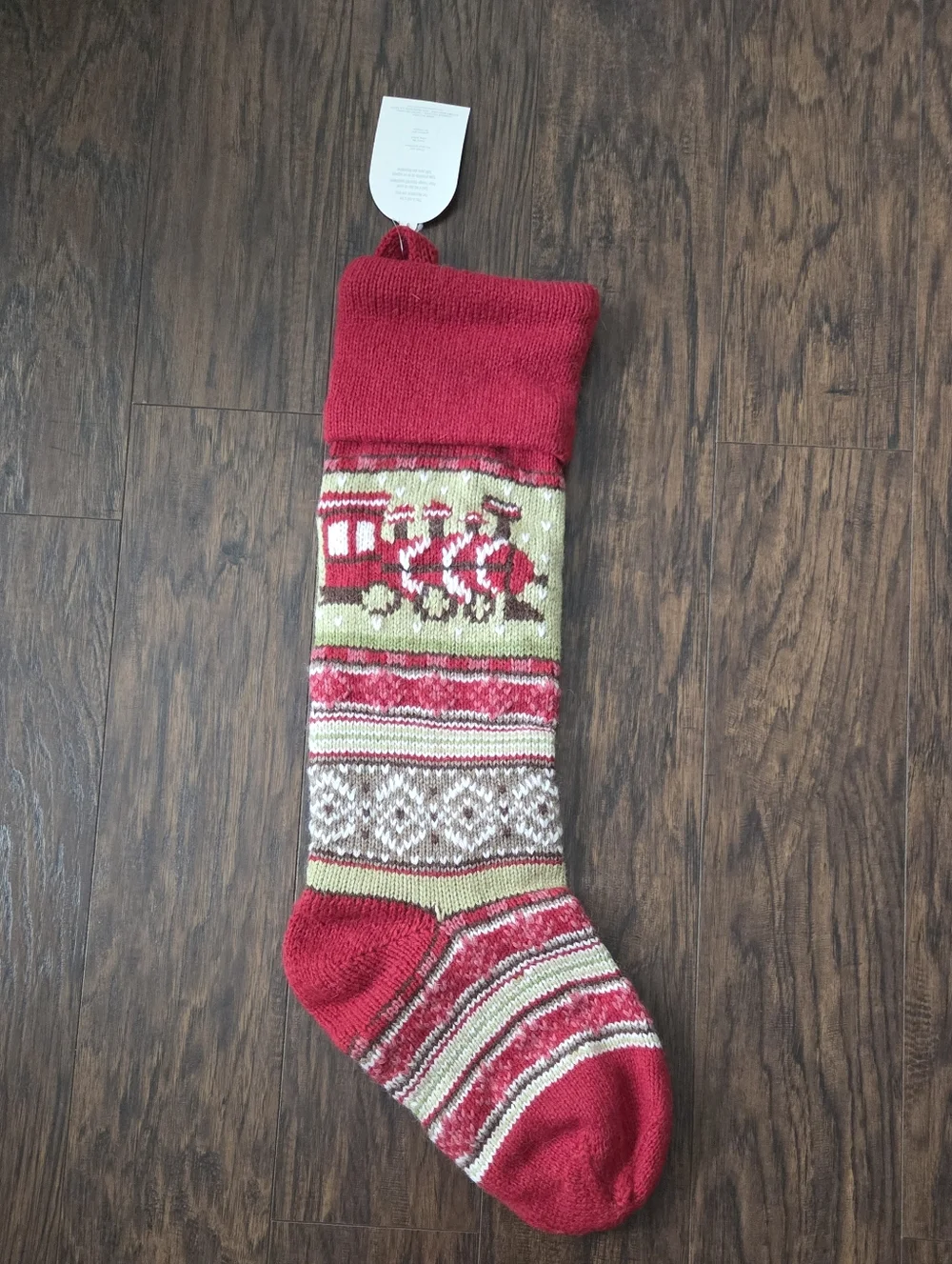 Pottery Barn Woodland Knit Holiday Stockings in Red, Green, Cream, Brown